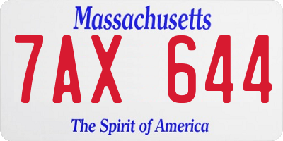 MA license plate 7AX644