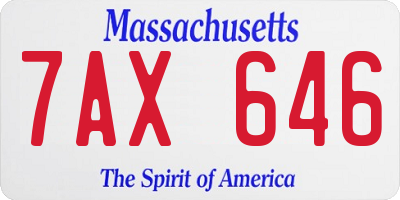 MA license plate 7AX646
