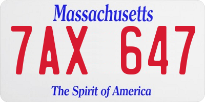 MA license plate 7AX647