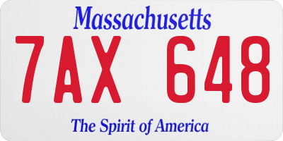 MA license plate 7AX648