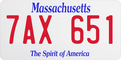 MA license plate 7AX651