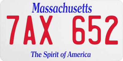 MA license plate 7AX652