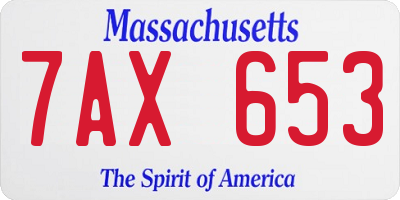 MA license plate 7AX653