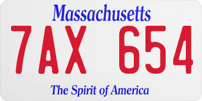 MA license plate 7AX654