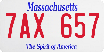 MA license plate 7AX657