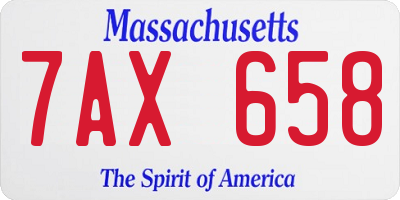 MA license plate 7AX658