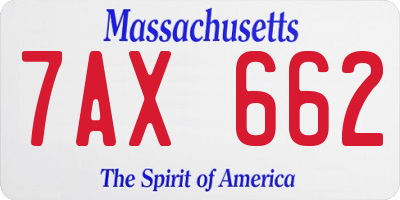 MA license plate 7AX662