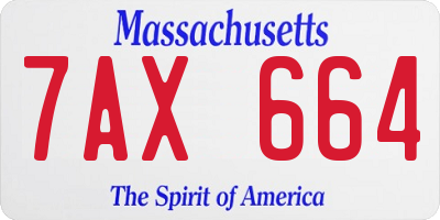 MA license plate 7AX664
