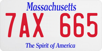 MA license plate 7AX665