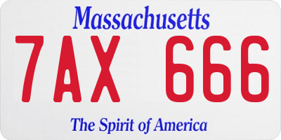 MA license plate 7AX666