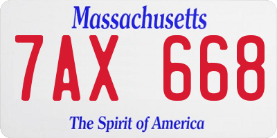 MA license plate 7AX668