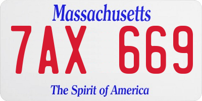 MA license plate 7AX669