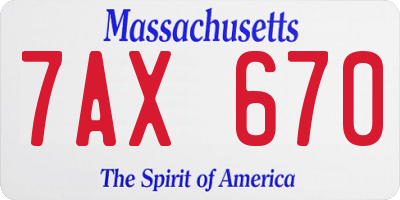 MA license plate 7AX670