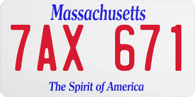MA license plate 7AX671