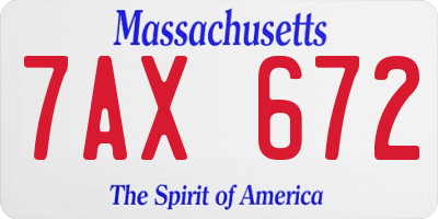 MA license plate 7AX672