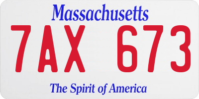 MA license plate 7AX673