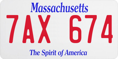 MA license plate 7AX674