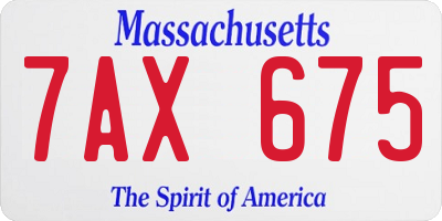 MA license plate 7AX675