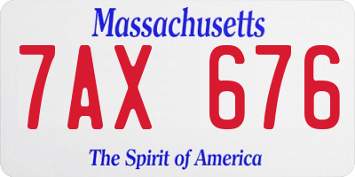 MA license plate 7AX676