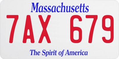 MA license plate 7AX679