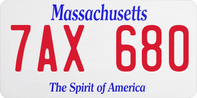 MA license plate 7AX680