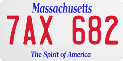 MA license plate 7AX682