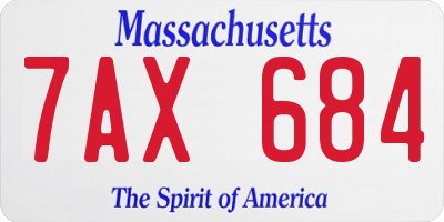 MA license plate 7AX684
