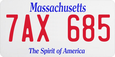 MA license plate 7AX685