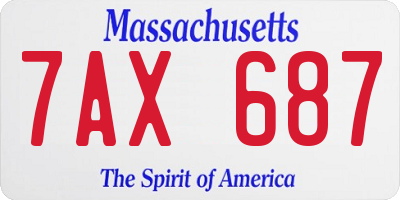 MA license plate 7AX687