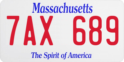 MA license plate 7AX689