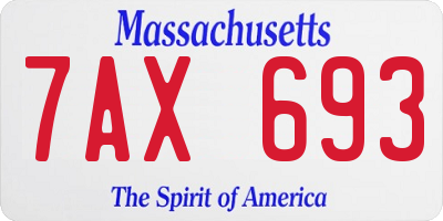 MA license plate 7AX693