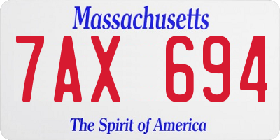 MA license plate 7AX694