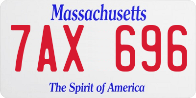 MA license plate 7AX696