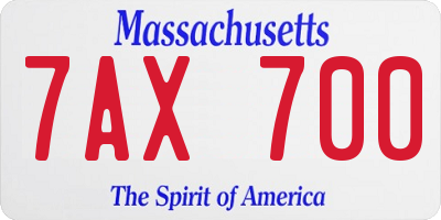 MA license plate 7AX700