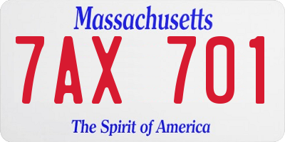 MA license plate 7AX701