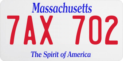 MA license plate 7AX702