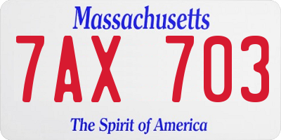 MA license plate 7AX703