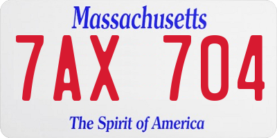 MA license plate 7AX704