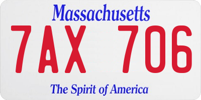 MA license plate 7AX706