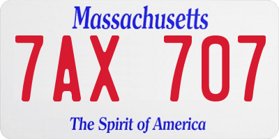 MA license plate 7AX707