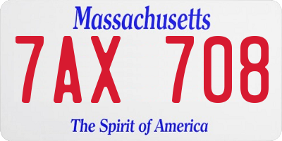 MA license plate 7AX708