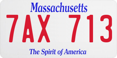 MA license plate 7AX713