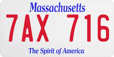 MA license plate 7AX716