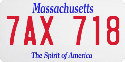 MA license plate 7AX718