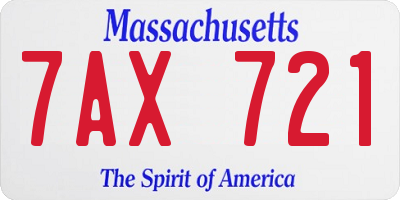 MA license plate 7AX721