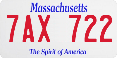 MA license plate 7AX722