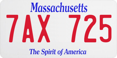 MA license plate 7AX725