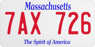 MA license plate 7AX726