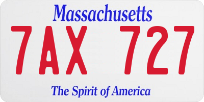 MA license plate 7AX727