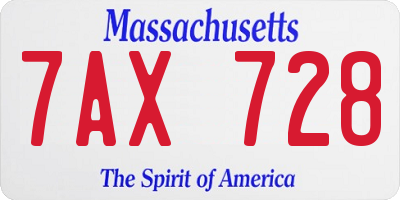 MA license plate 7AX728